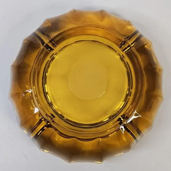 Vintage Fostoria Heavy Amber Glass 1887 Eagle Coin Cigarette Ashtray 5" - Picture 4 of 6